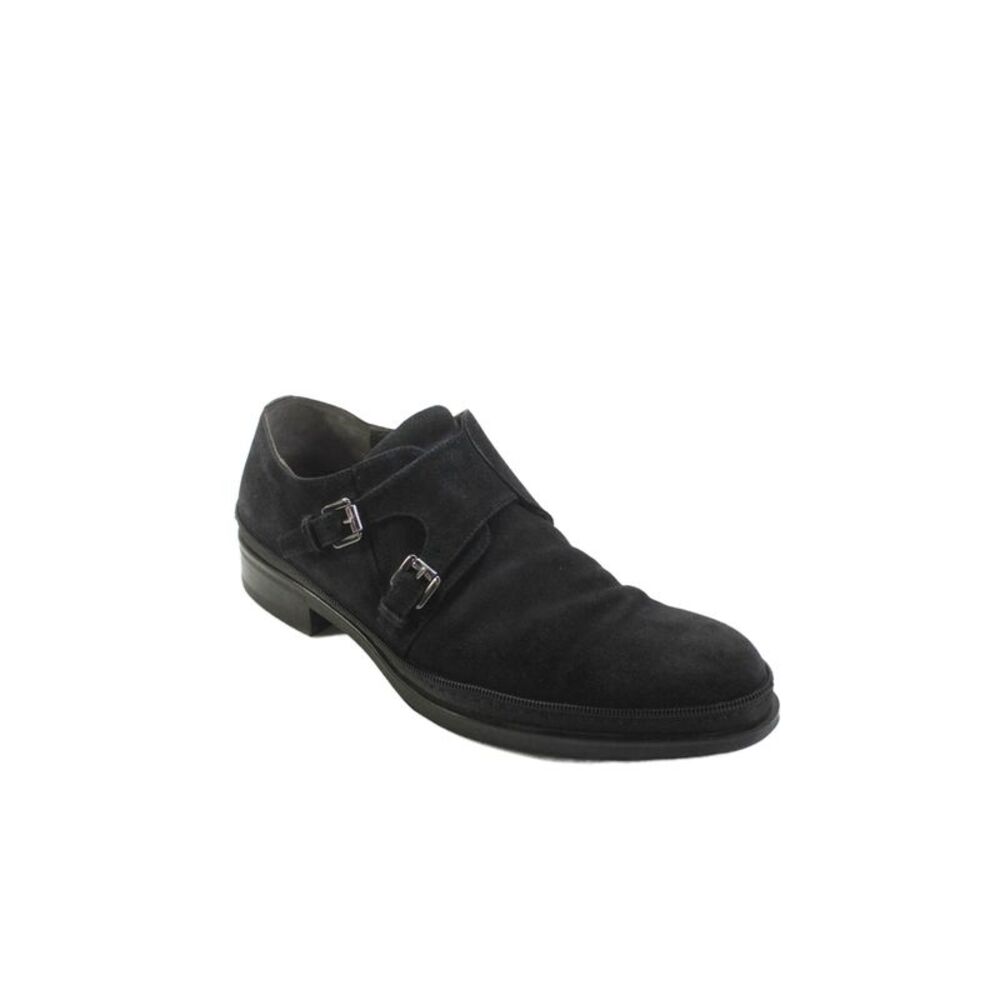 Cesare Paciotti Mens Suede Buckle Closure Dress Shoes Black Size 8